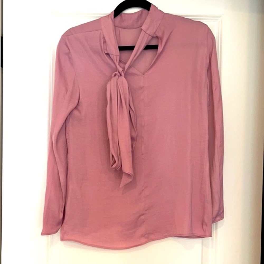 Zara Satin Tie Blouse Full Bodied Sleeves, XS